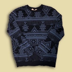 H&M Adam Lambert blue tribal pattern sweater